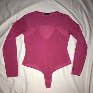 PINK PARTY CUTOUT LONG SLEEVE TOP